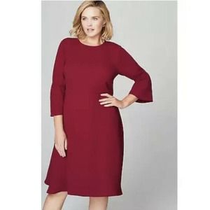 J. Jill by Christian Siriano Bell Sleeve Maroon Red Dress Petite 10 NWT